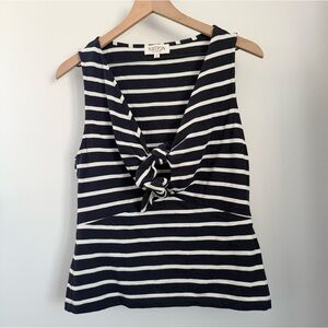 Nation LTD Medium Terri Front Tie Tank Navy Stripe Nautical Coastal Preppy